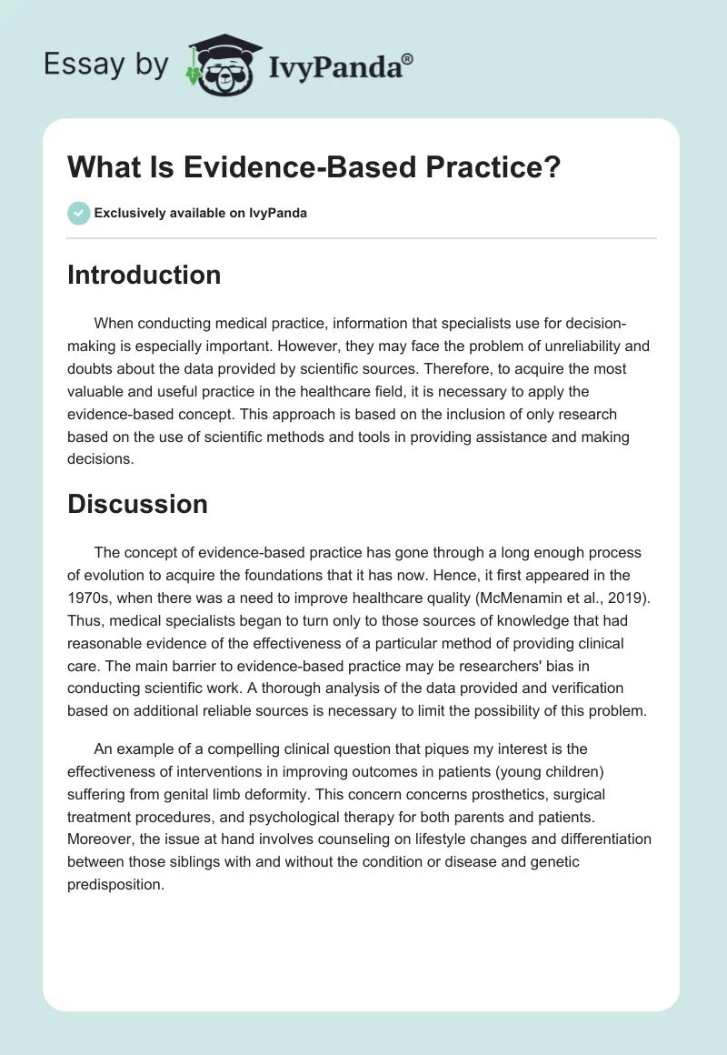 What Is Evidence-Based Practice?. Page 1