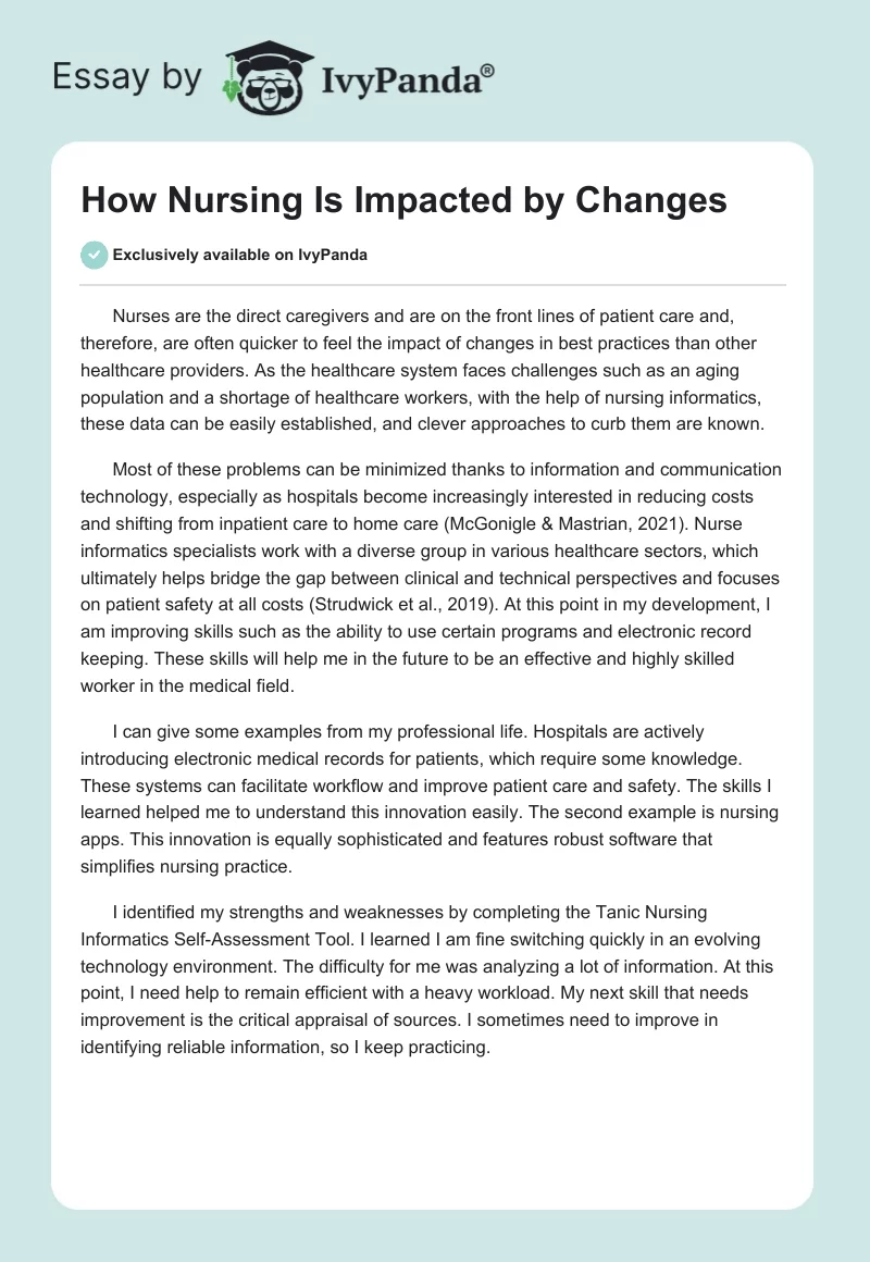 How Nursing Is Impacted by Changes. Page 1