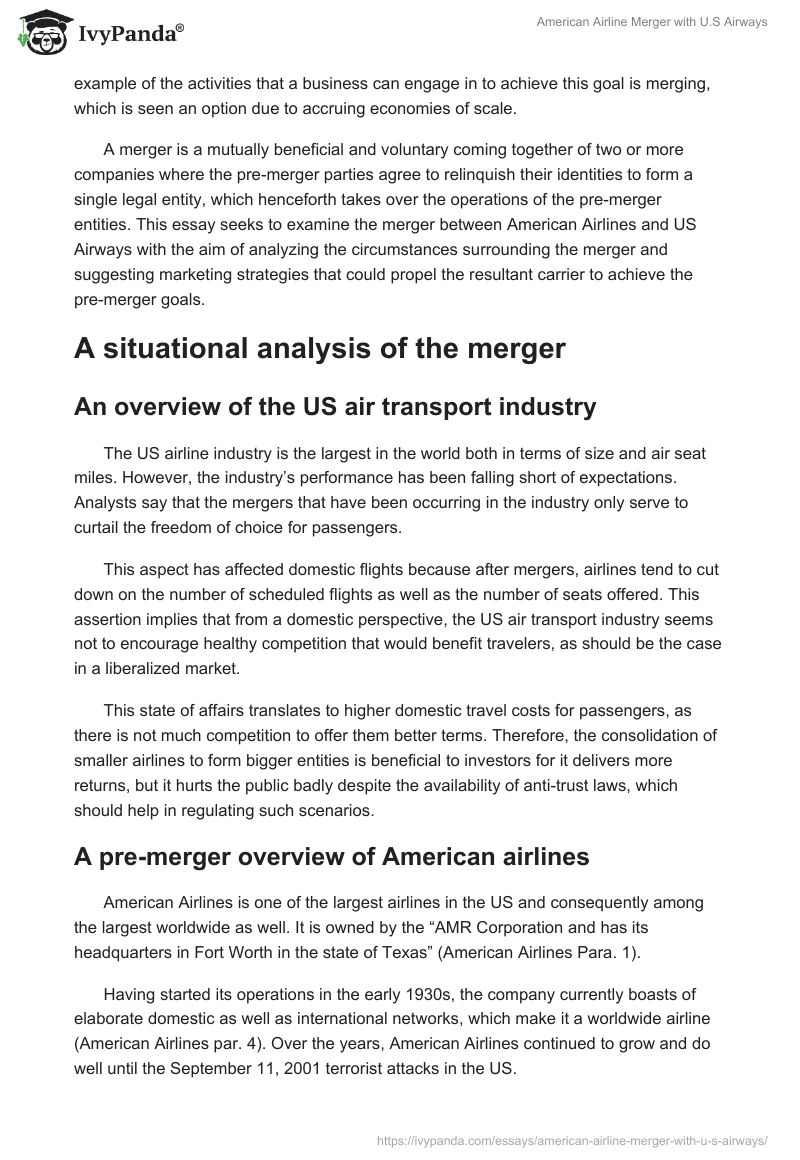 American Airline Merger With U.S. Airways. Page 2