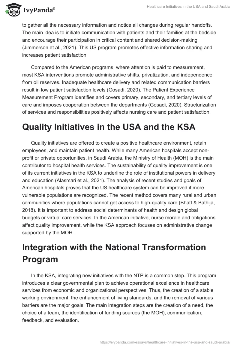 Healthcare Initiatives in the USA and Saudi Arabia. Page 2
