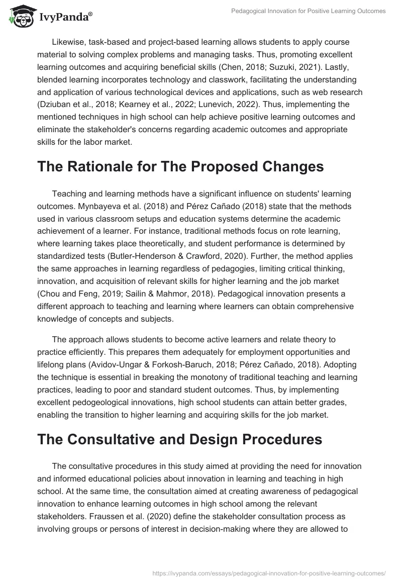 Pedagogical Innovation for Positive Learning Outcomes. Page 2
