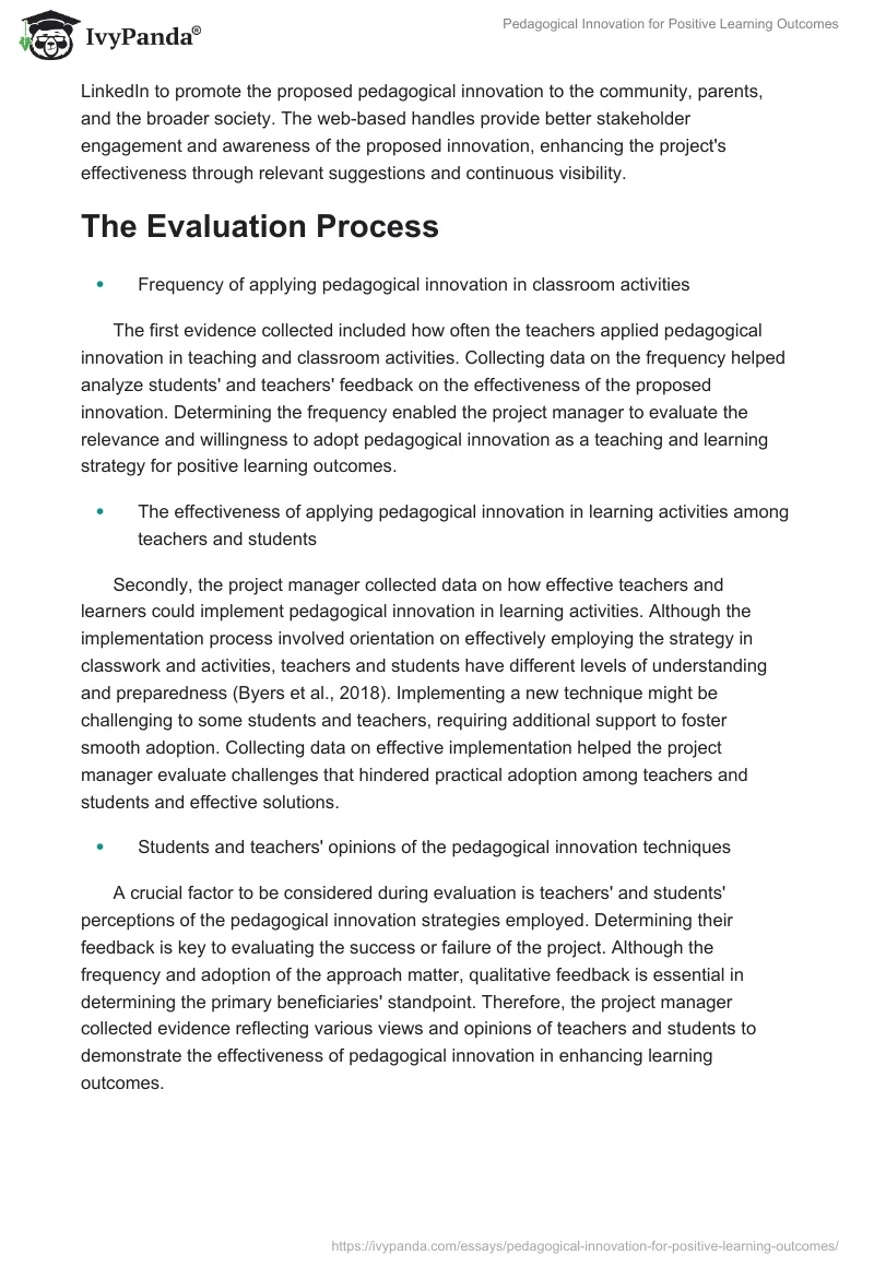 Pedagogical Innovation for Positive Learning Outcomes. Page 5