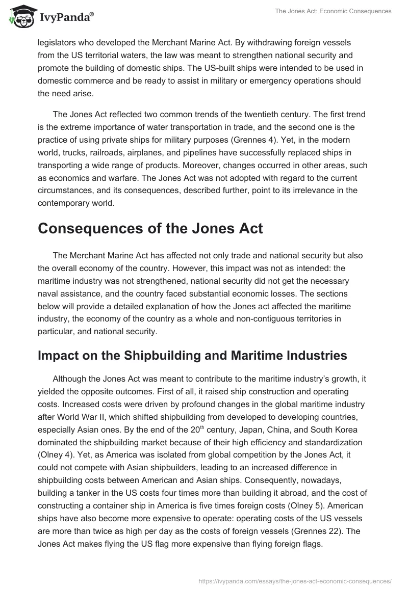 The Jones Act: Economic Consequences. Page 2
