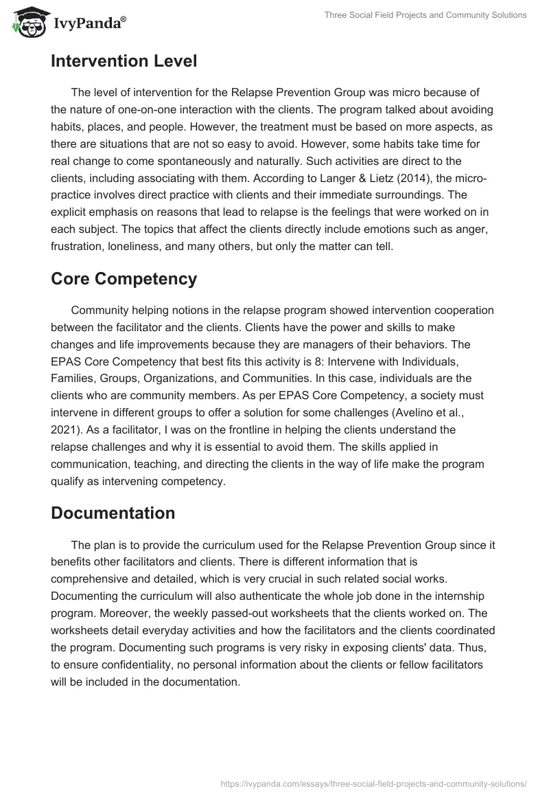 Three Social Field Projects and Community Solutions. Page 2