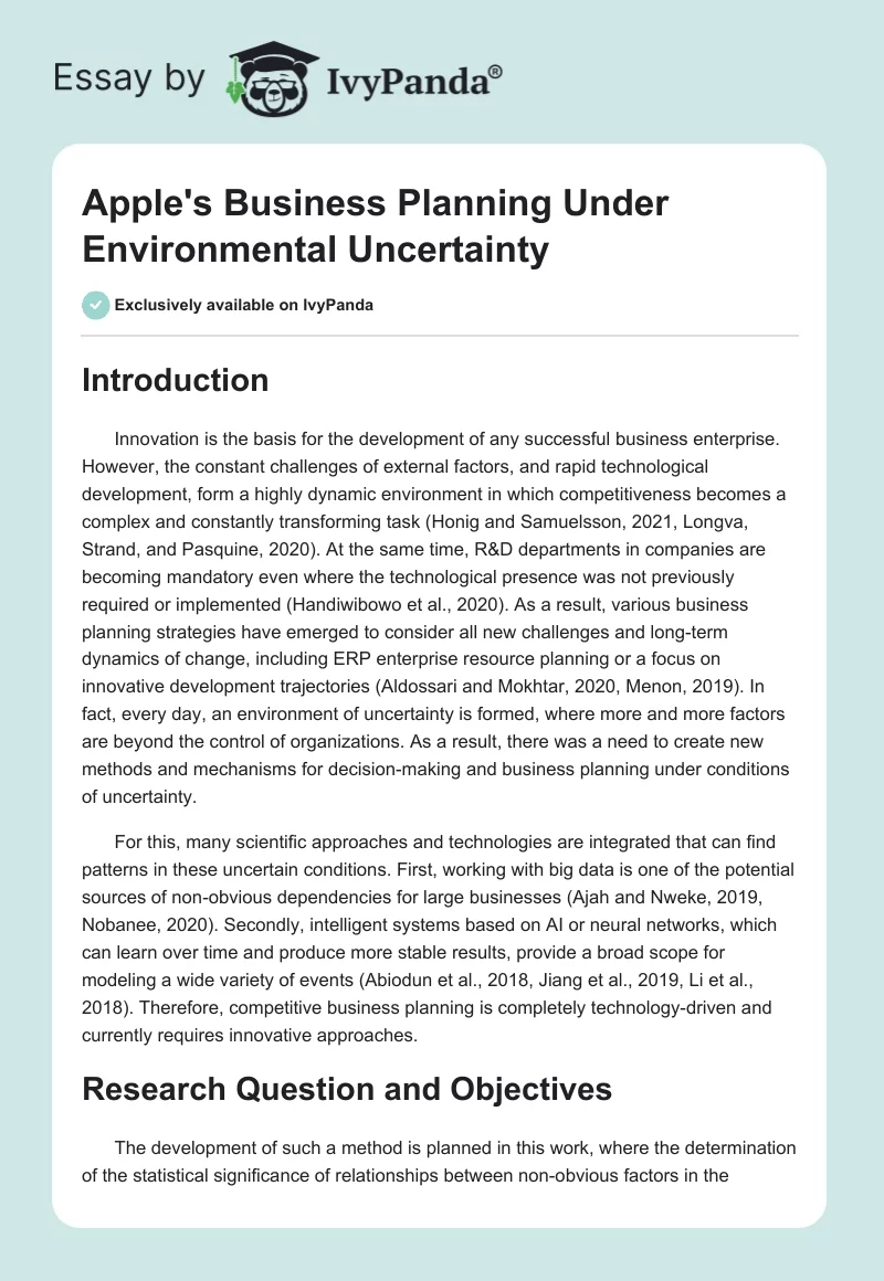 Apple's Business Planning Under Environmental Uncertainty. Page 1