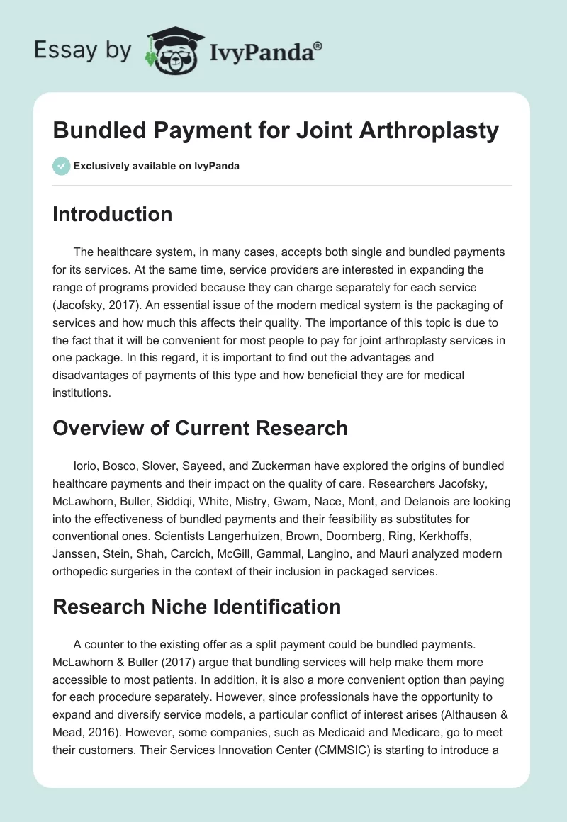 Bundled Payment for Joint Arthroplasty. Page 1