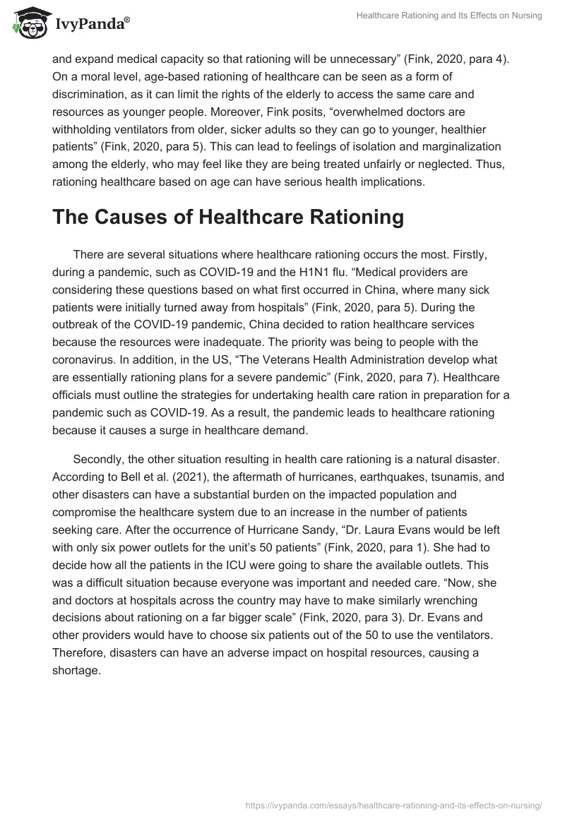 Healthcare Rationing and Its Effects on Nursing. Page 2