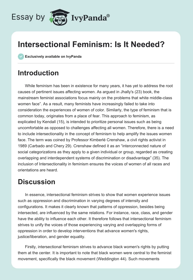 Intersectional Feminism: Is It Needed?. Page 1