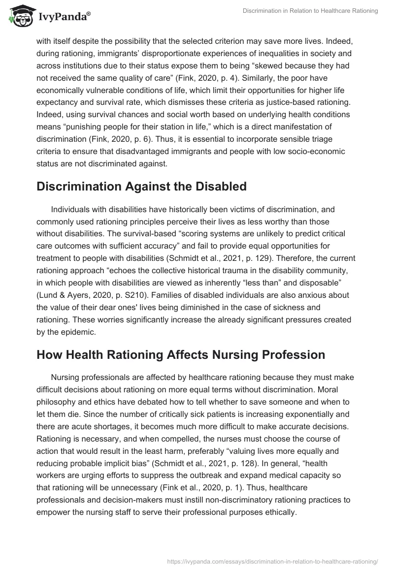 Discrimination in Relation to Healthcare Rationing. Page 3