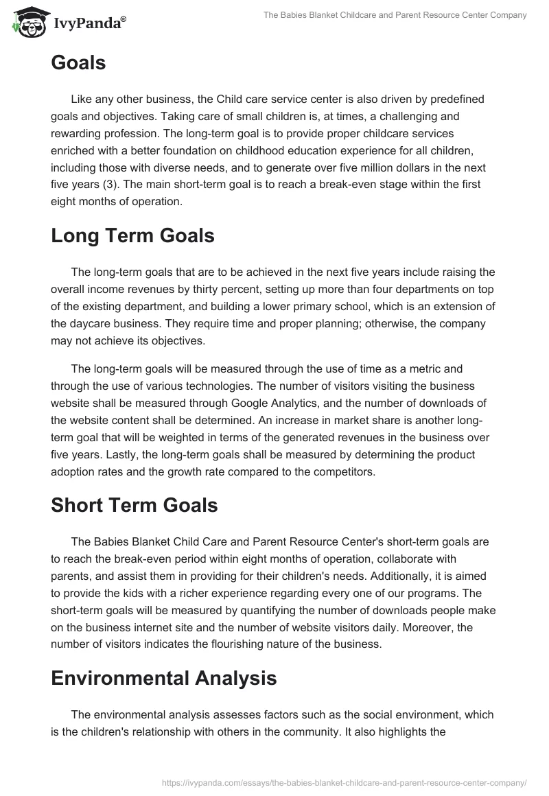 The Babies Blanket Childcare and Parent Resource Center Company. Page 2