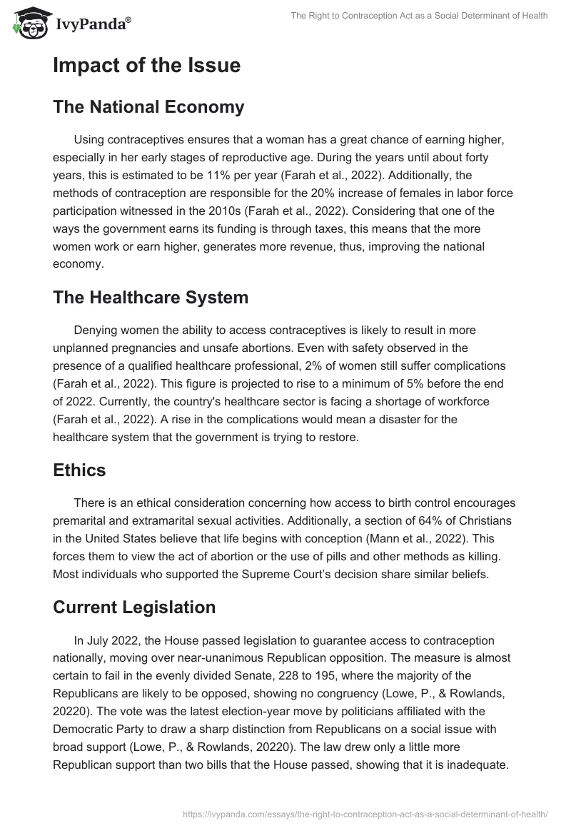 The Right to Contraception Act as a Social Determinant of Health. Page 4