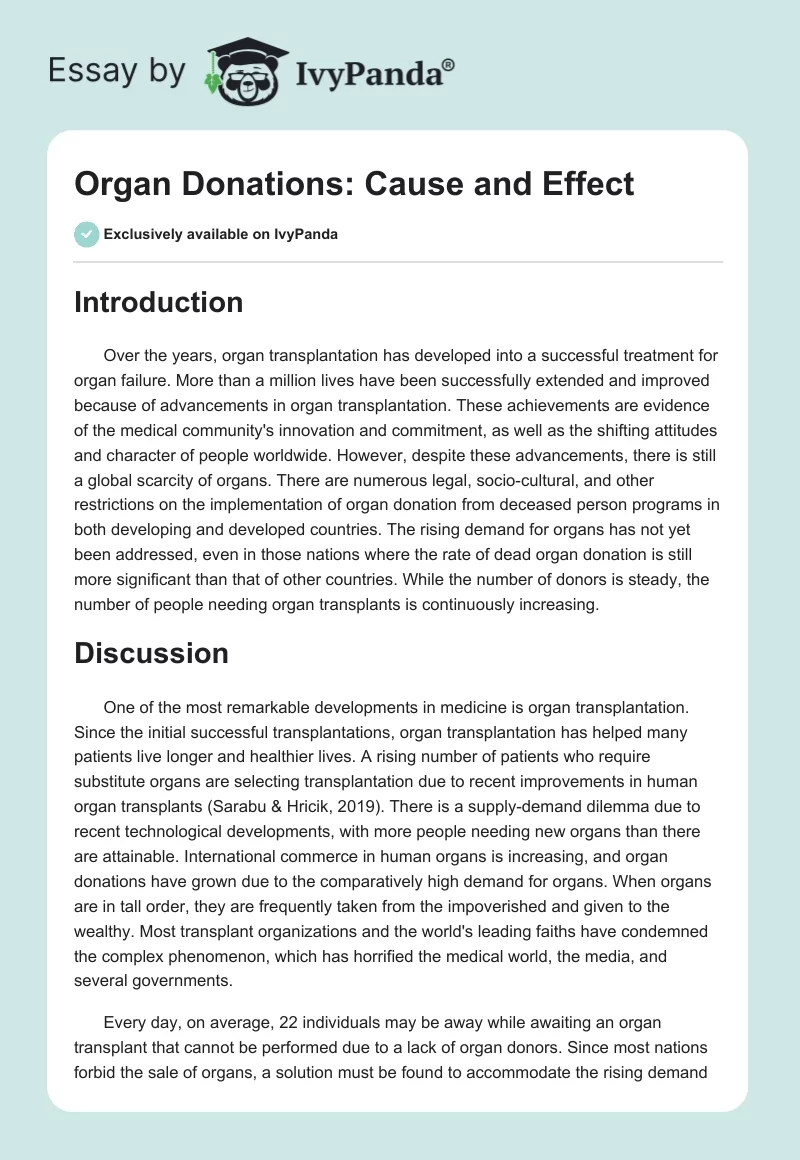 Organ Donations: Cause and Effect. Page 1