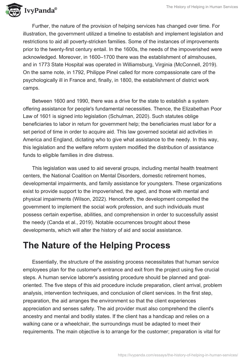 The History of Helping in Human Services. Page 2