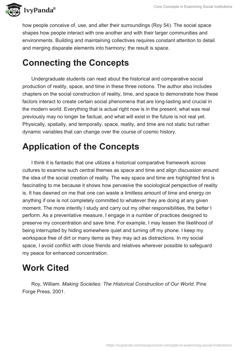 Core Concepts in Examining Social Institutions. Page 2