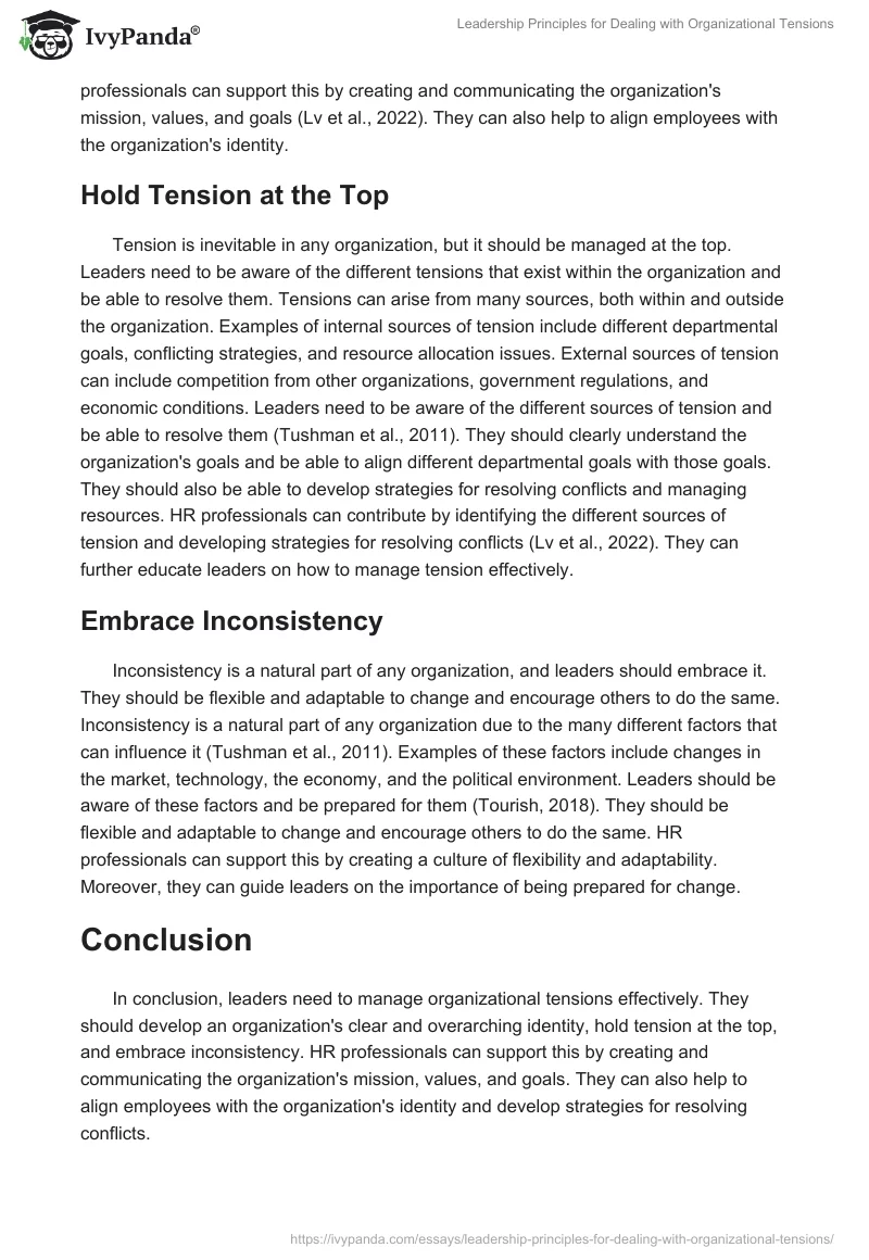 Leadership Principles for Dealing with Organizational Tensions. Page 2