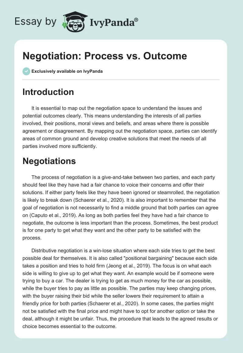 Negotiation: Process vs. Outcome. Page 1