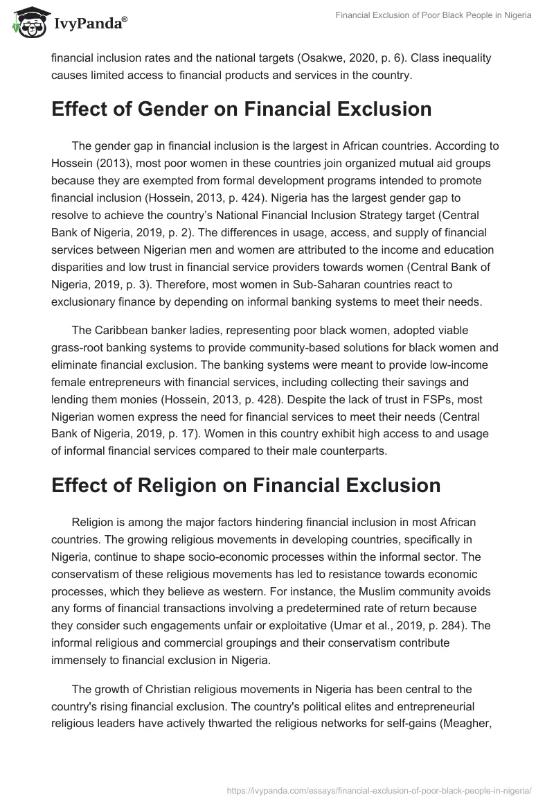 Financial Exclusion of Poor Black People in Nigeria. Page 3