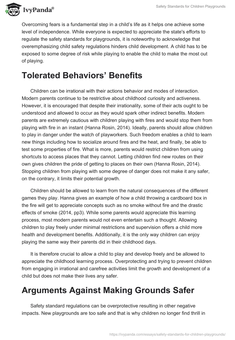 Safety Standards for Children Playgrounds. Page 2