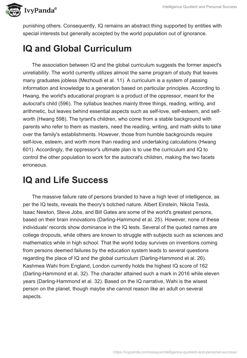 Intelligence Quotient and Personal Success. Page 2
