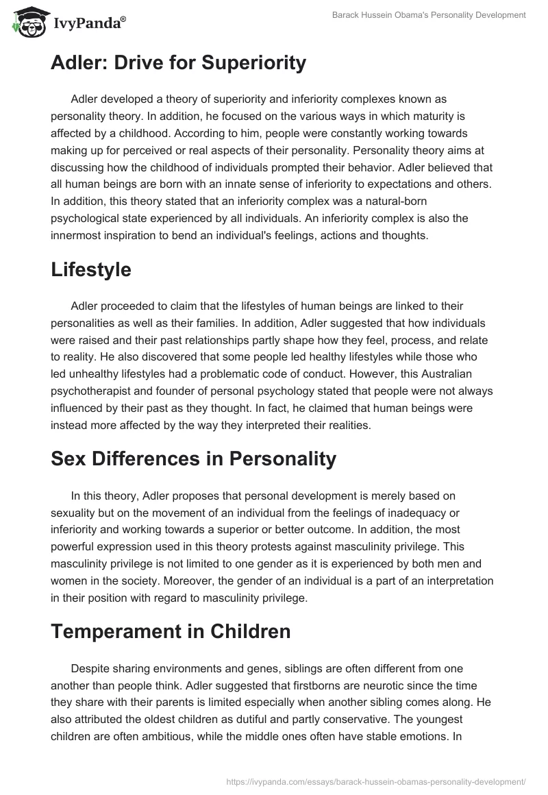 Barack Hussein Obama's Personality Development. Page 3