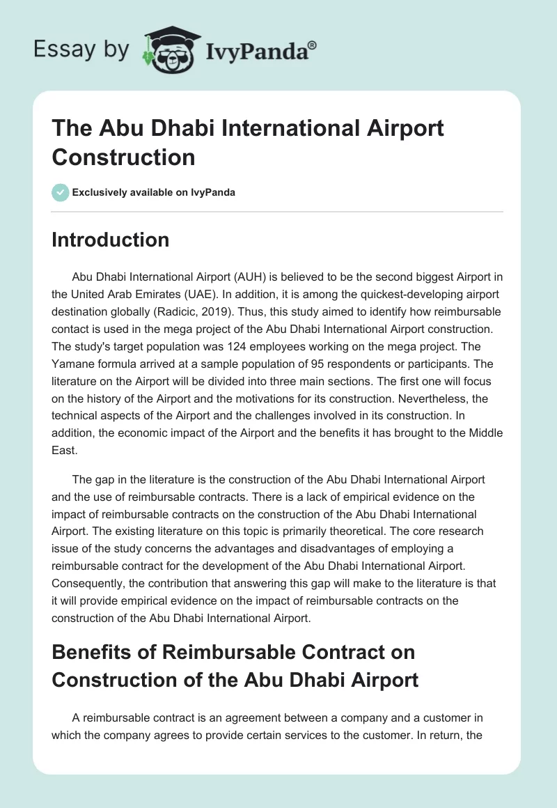 The Abu Dhabi International Airport Construction. Page 1