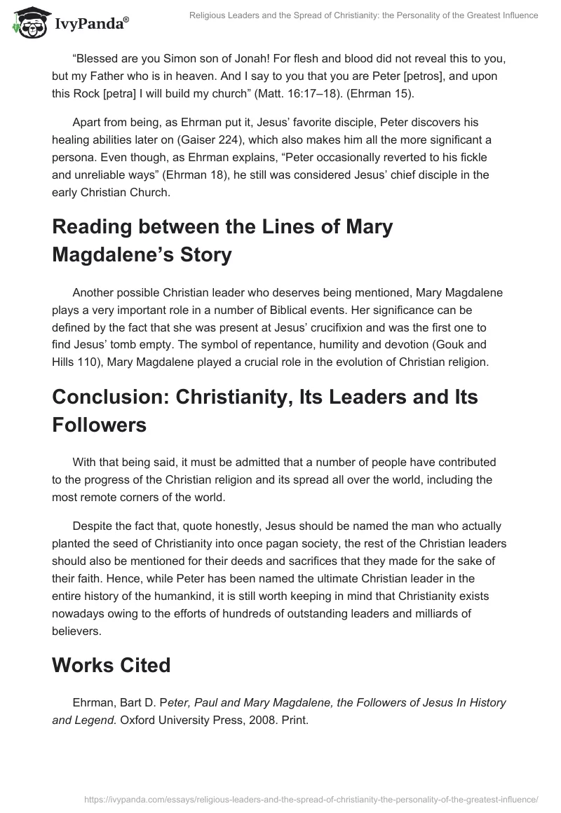 Religious Leaders and the Spread of Christianity: the Personality of the Greatest Influence. Page 2