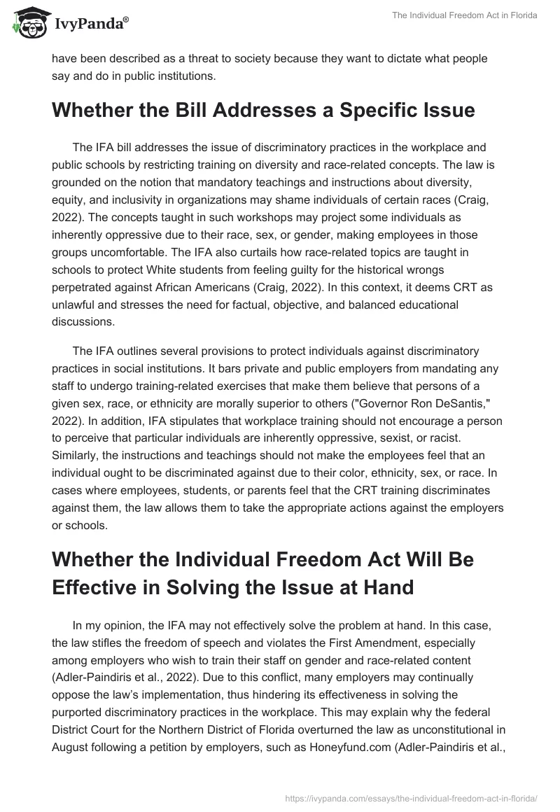 The Individual Freedom Act in Florida. Page 5