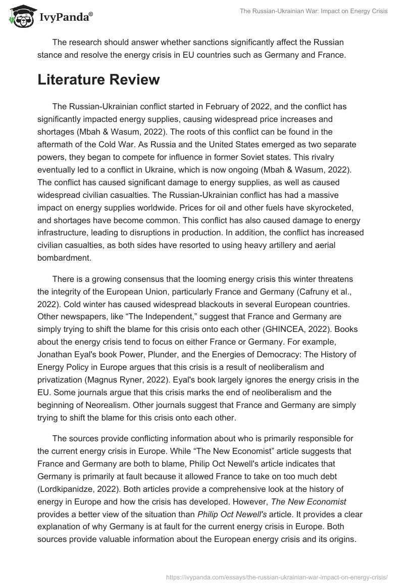 The Russian-Ukrainian War: Impact on Energy Crisis. Page 3