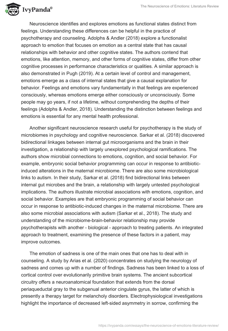 The Neuroscience of Emotions: Literature Review. Page 4