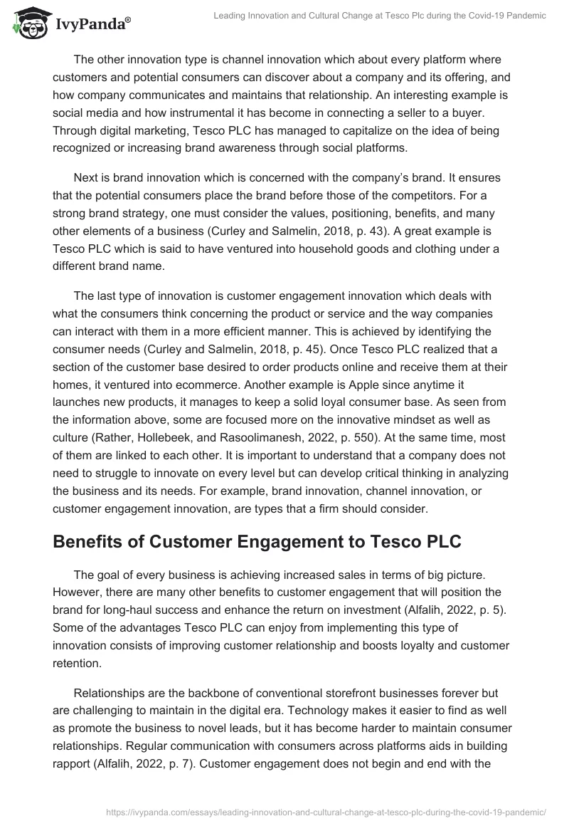 Leading Innovation and Cultural Change at Tesco Plc during the Covid-19 Pandemic. Page 4