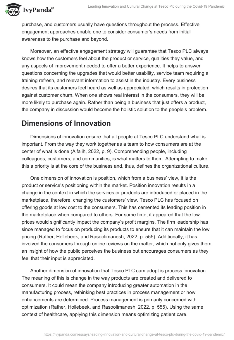 Leading Innovation and Cultural Change at Tesco Plc during the Covid-19 Pandemic. Page 5