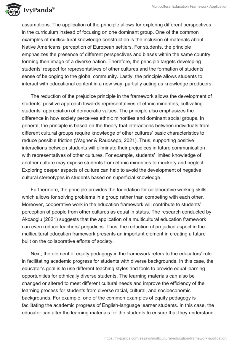 Multicultural Education Framework Application. Page 3