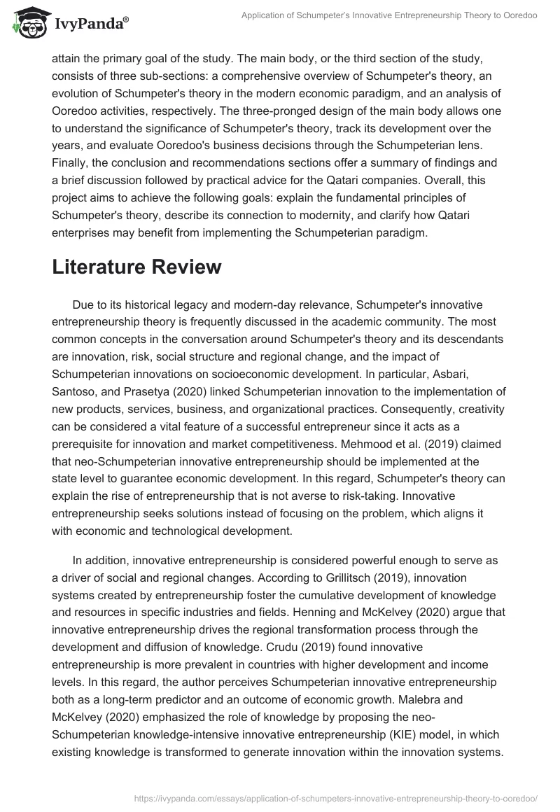 Application of Schumpeter’s Innovative Entrepreneurship Theory to Ooredoo. Page 3