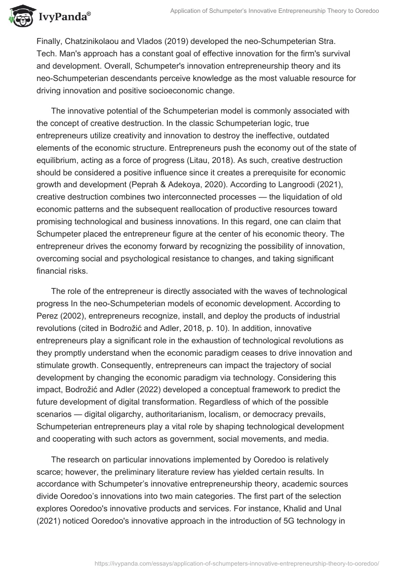 Application of Schumpeter’s Innovative Entrepreneurship Theory to Ooredoo. Page 4