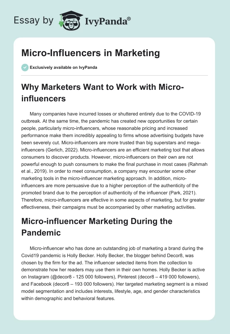 Micro-Influencers in Marketing. Page 1