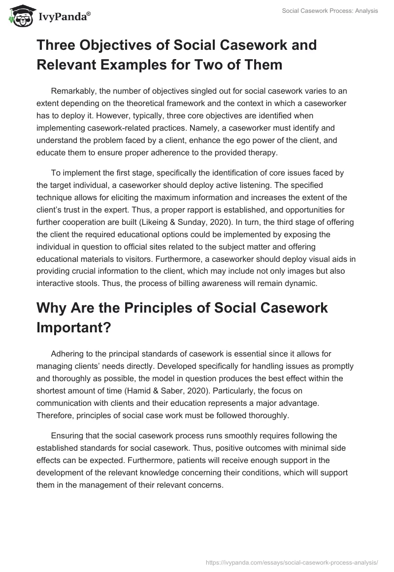 Social Casework Process: Analysis. Page 2