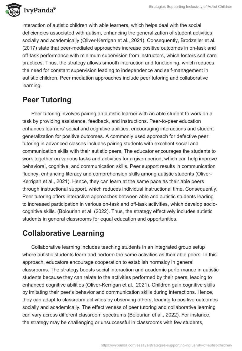 Strategies Supporting Inclusivity of Autist Children. Page 4