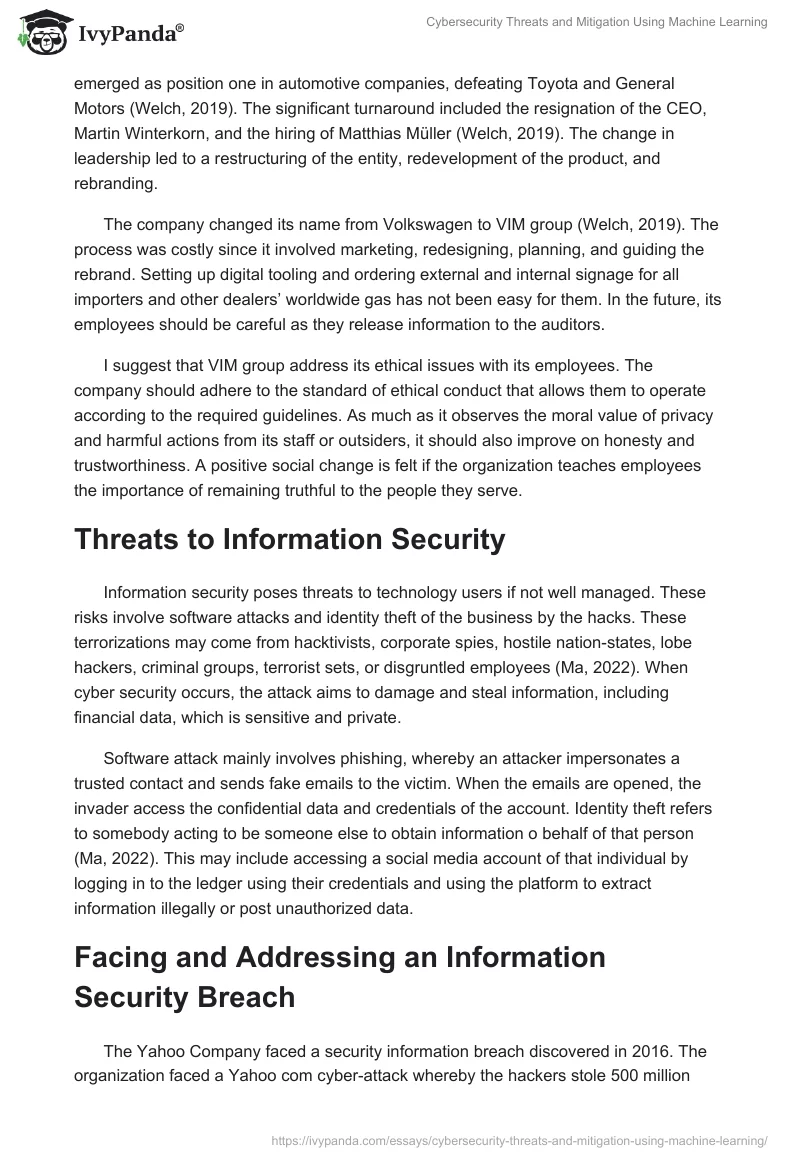 Cybersecurity Threats and Mitigation Using Machine Learning. Page 3