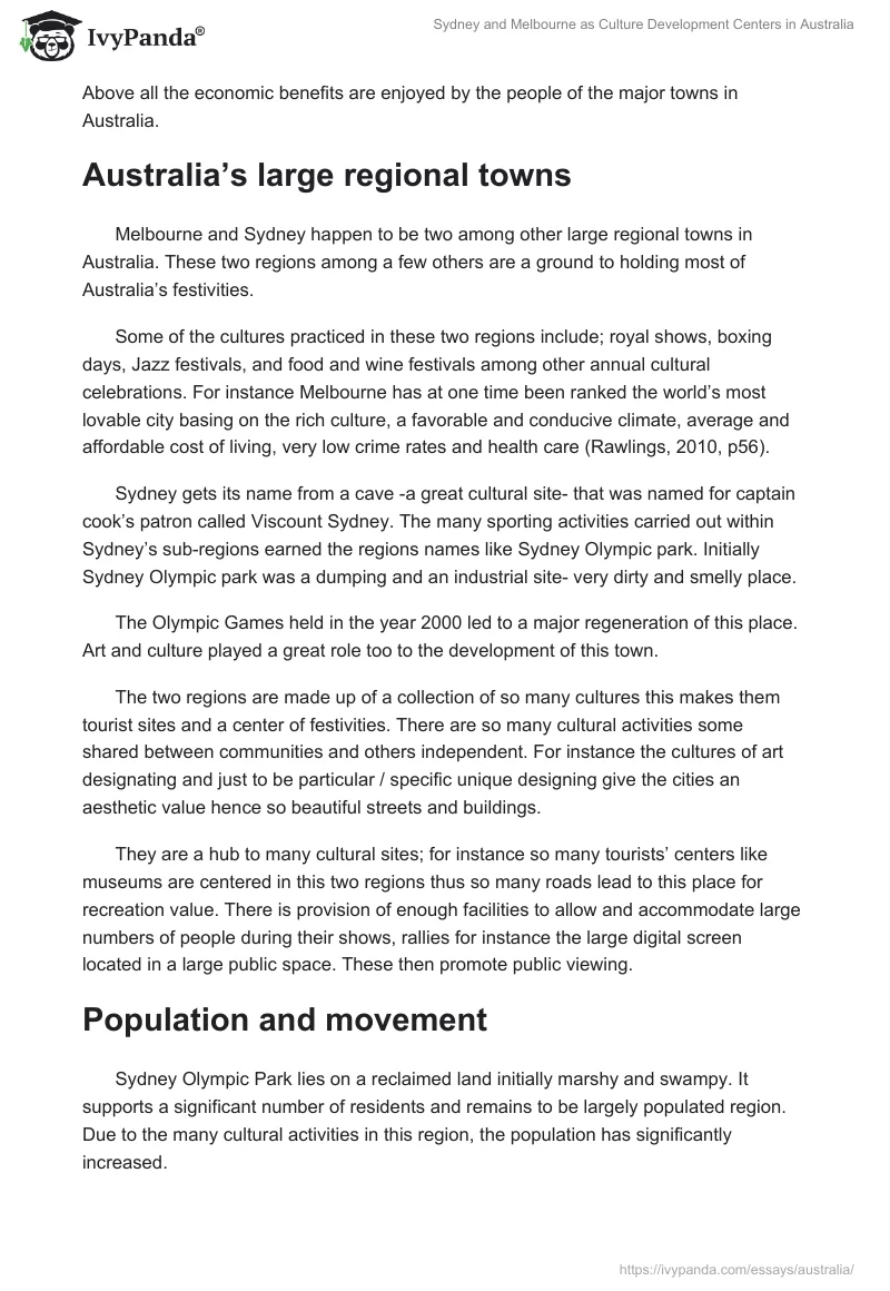 Sydney and Melbourne as Culture Development Centers in Australia. Page 2