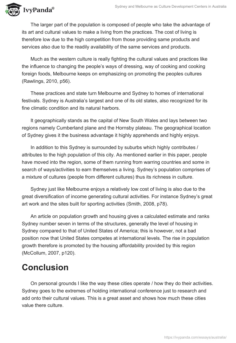 Sydney and Melbourne as Culture Development Centers in Australia. Page 3