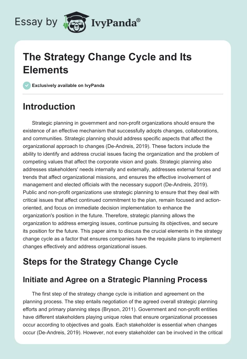 The Strategy Change Cycle and Its Elements. Page 1