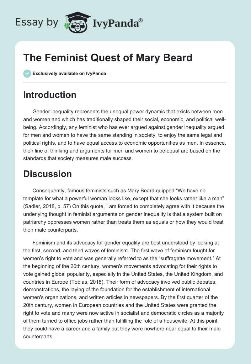 The Feminist Quest of Mary Beard. Page 1