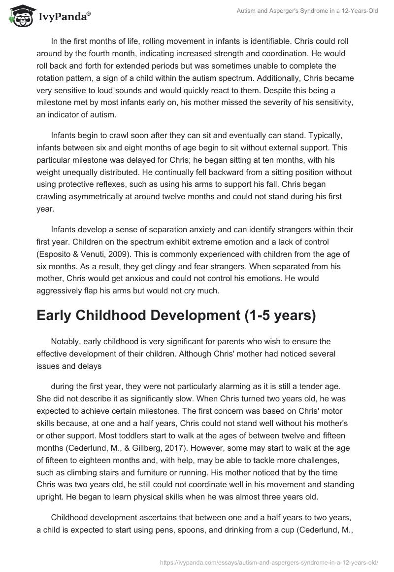 Autism and Asperger's Syndrome in a 12-Years-Old. Page 2