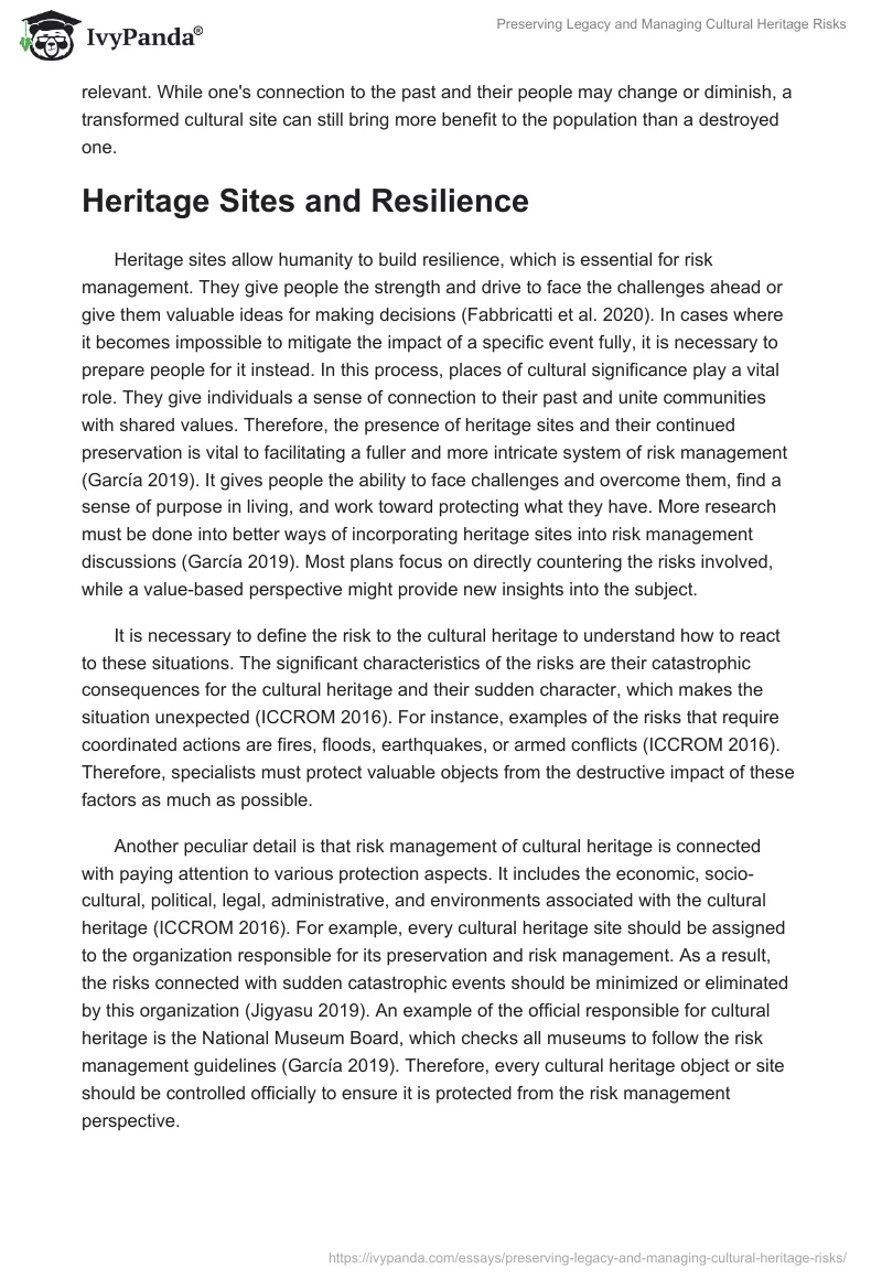 Preserving Legacy and Managing Cultural Heritage Risks. Page 2
