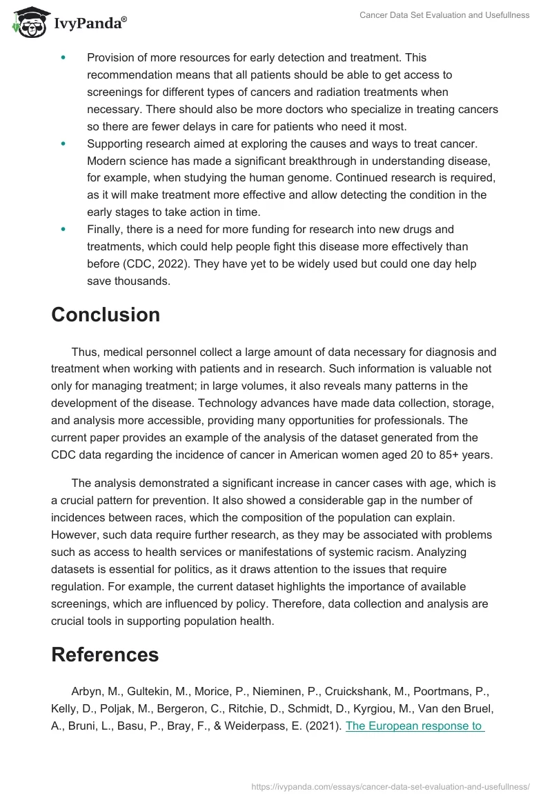 Cancer Data Set Evaluation and Usefullness. Page 5