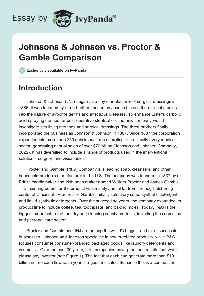 Johnsons & Johnson vs. Proctor & Gamble Comparison. Page 1