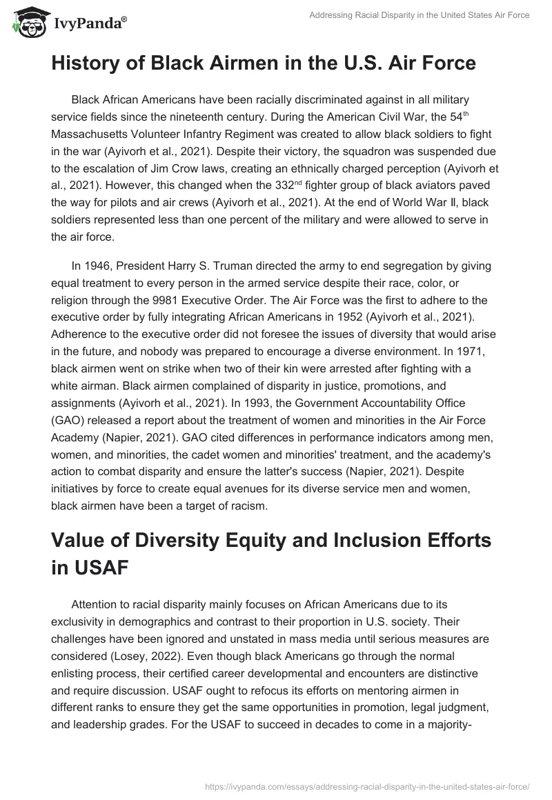 Addressing Racial Disparity in the United States Air Force. Page 2