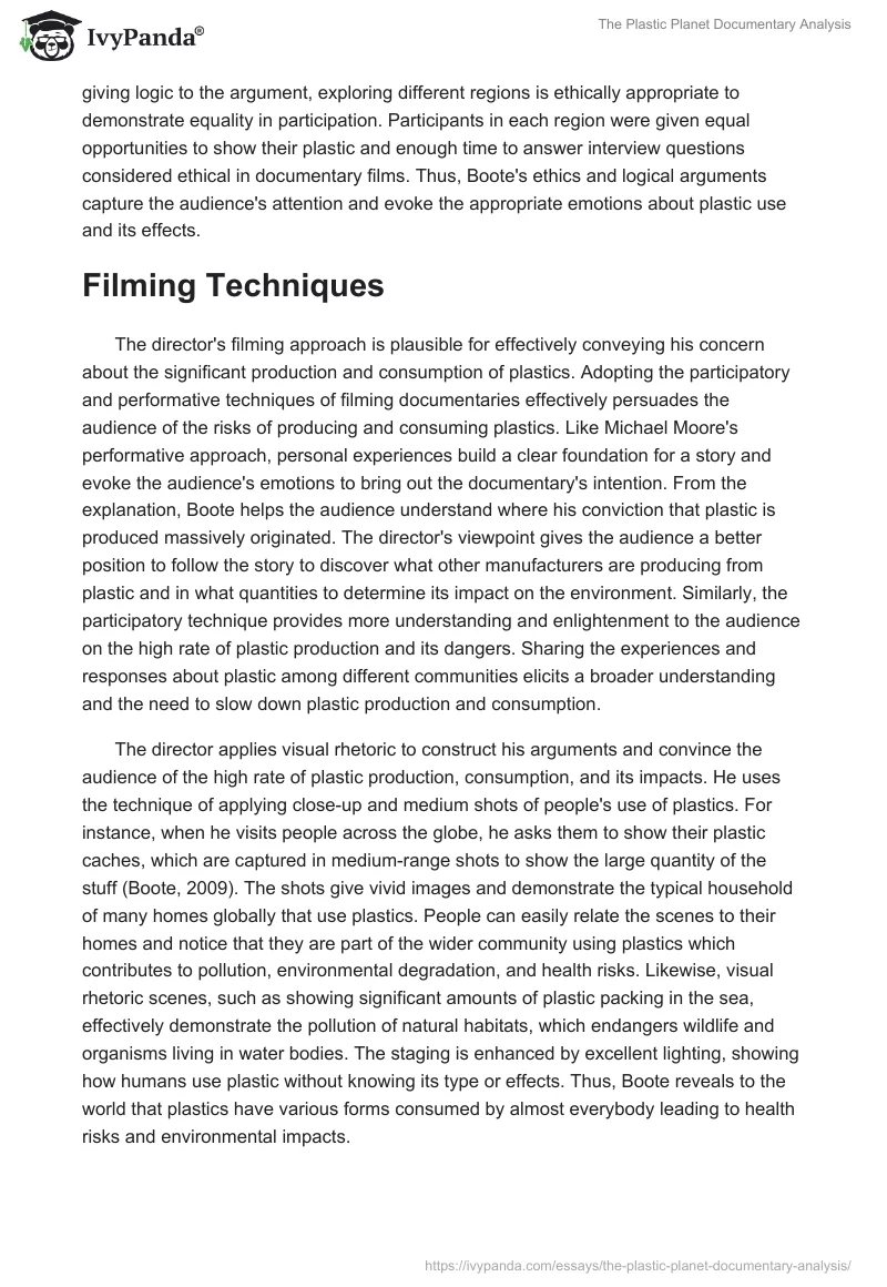 The Plastic Planet Documentary Analysis. Page 3