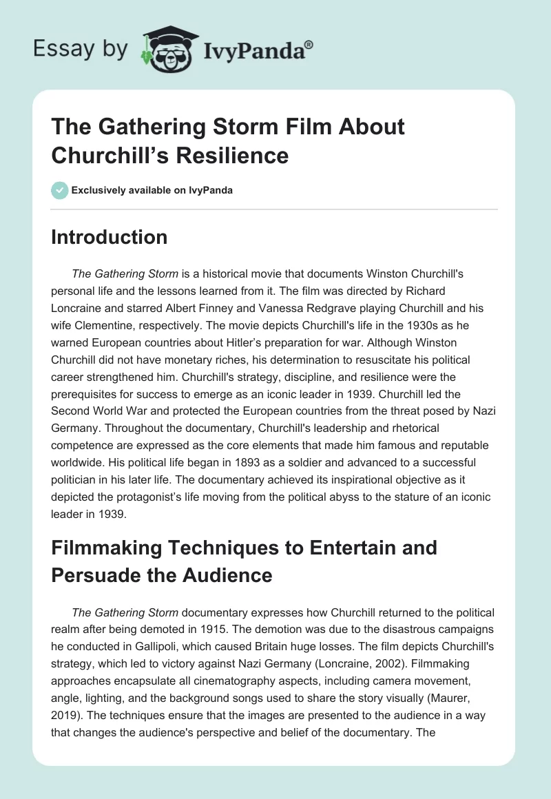 The Gathering Storm Film About Churchill’s Resilience. Page 1