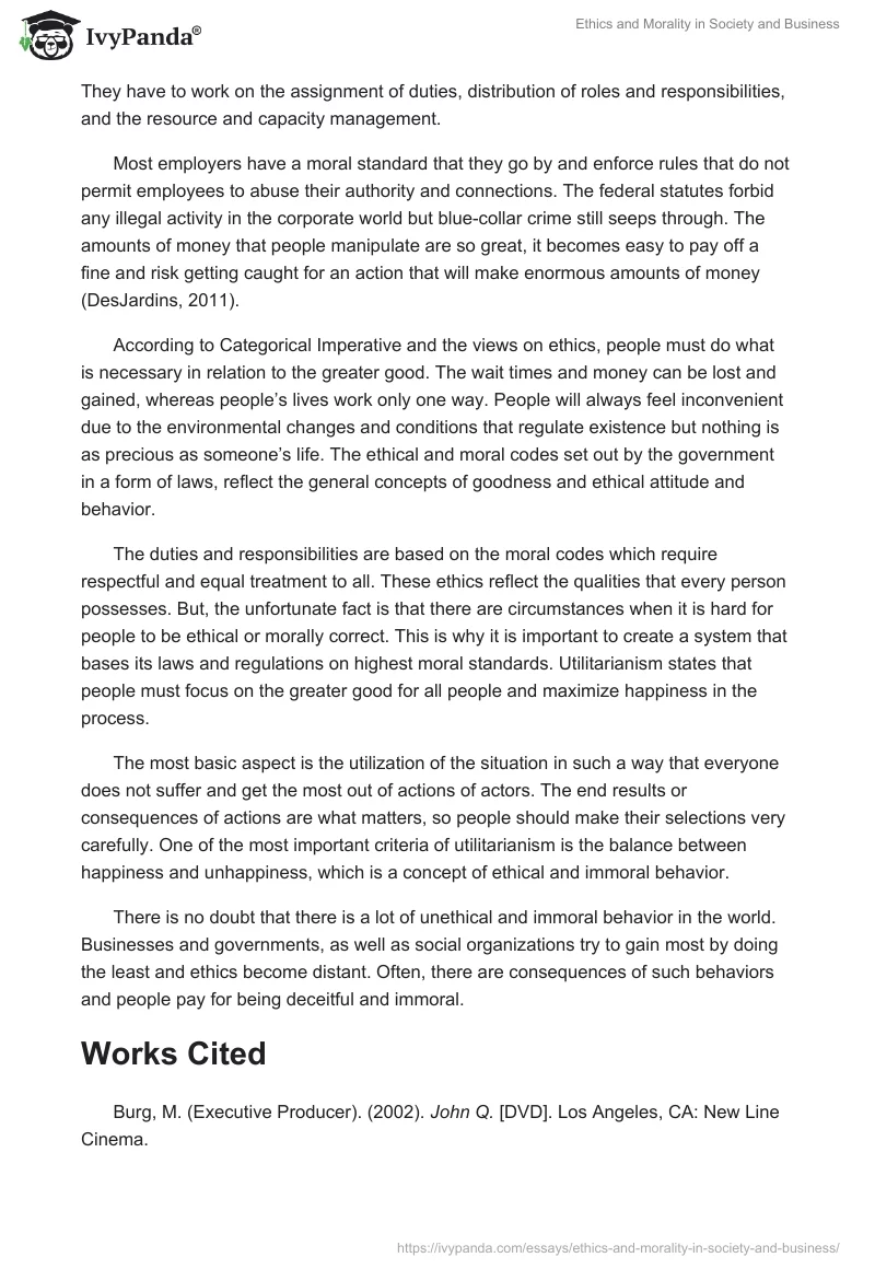 Ethics and Morality in Society and Business. Page 4